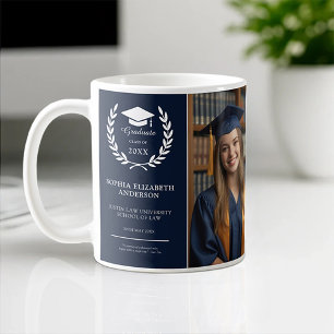 Congrats Grad   Modern Graduation Photo Navy Blue Coffee Mug