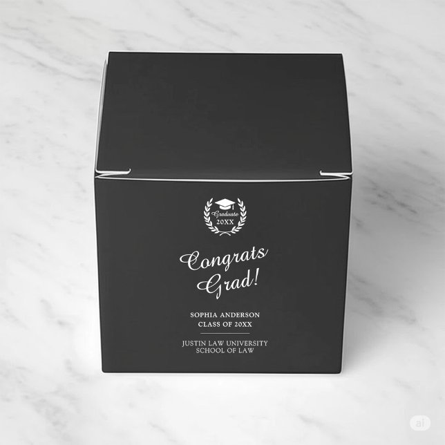 Congrats Grad! Modern Simple Black Graduation Favour Box (Creator Uploaded)
