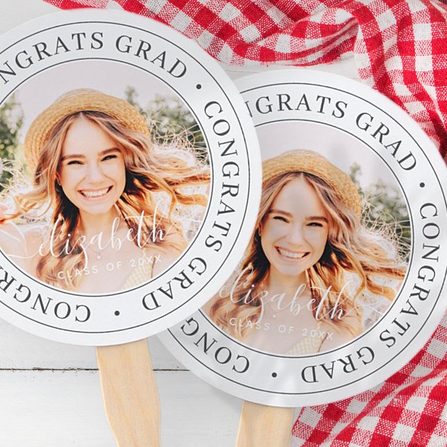 Congrats Grad Modern Simple Custom Photo Hand Fan (Creator Uploaded)