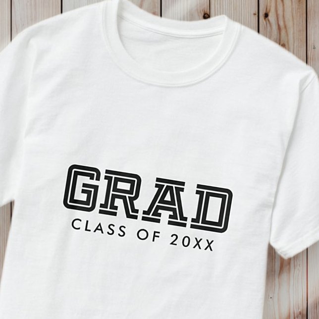 Congrats Grad Modern Simple Preppy Photo T-Shirt (Creator Uploaded)