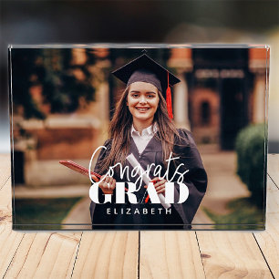 Congrats Grad Modern Simple Script Custom Photo Block