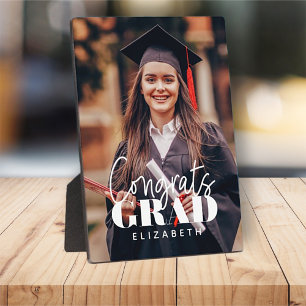 Congrats Grad Modern Simple Script Custom Photo Plaque