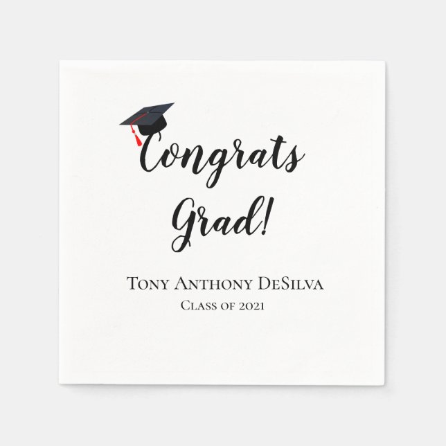 Congrats Grad Personalised Graduation Napkins (Front)