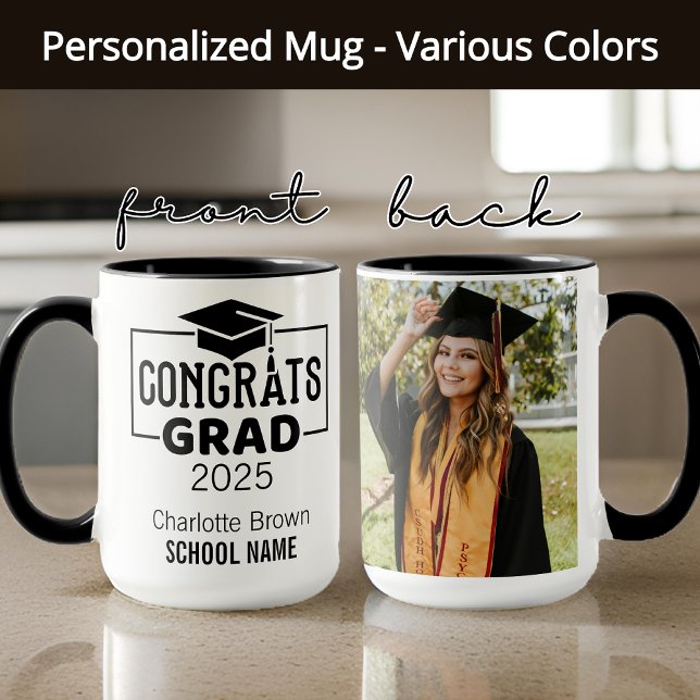 Congrats Grad Personalised Mug for Her or Him (personalized graduation gift, graduation mug for her, custom grad mug, graduate gift, high school)