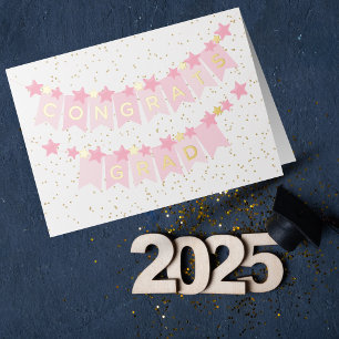 Congrats Grad Pink Banner Foil Card
