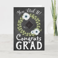 Congrats Grad Rustic Chalkboard and Flowers