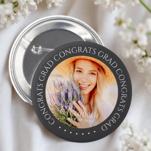 Congrats Grad Simple Modern Custom Photo 6 Cm Round Badge
