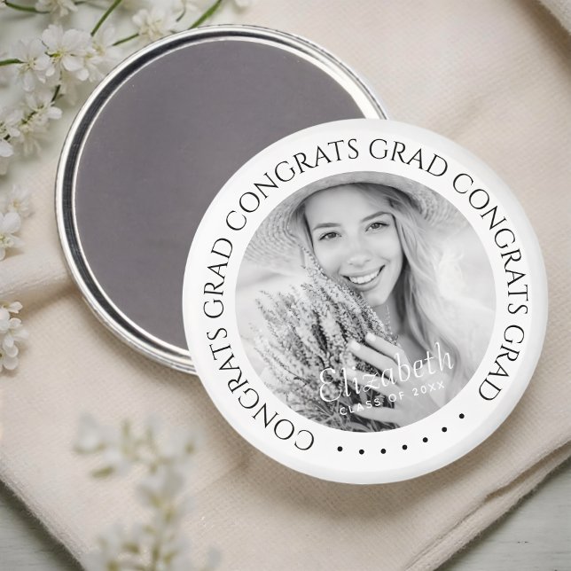 Congrats Grad Simple Modern Custom Photo Magnet (Creator Uploaded)