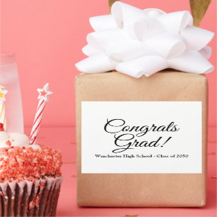 Congrats grad white black custom school class year rectangular sticker