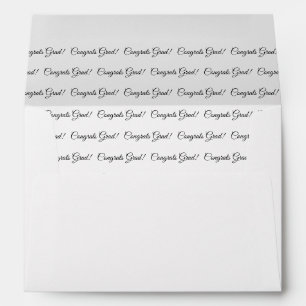 Congrats grad white black elegant script pattern envelope