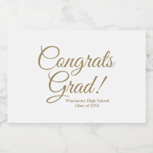 Congrats grad white gold custom school class year food label