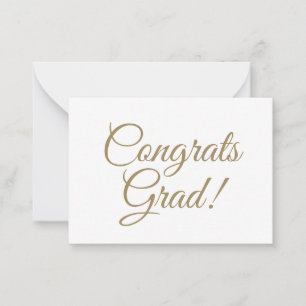 Congrats grad white gold custom script text simple card