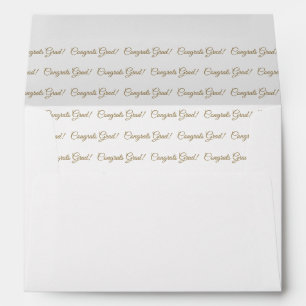 Congrats grad white gold elegant script pattern envelope