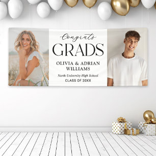 Congrats Grads Two Graduates Photo Graduation Banner
