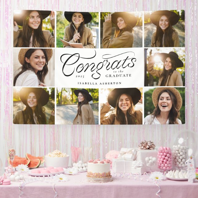 Congrats graduate 10 photo trendy graduation party banner (Party)