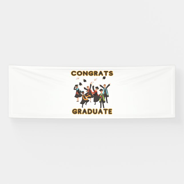 Congrats Graduate 2.5x8 Vinyl Banner (Horizontal)