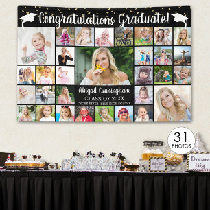 Congrats Graduate 31 Photo Collage Custom Colour Banner
