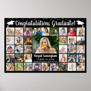 Congrats Graduate 37 Photo Collage Custom Colour Poster