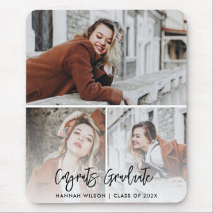 Congrats Graduate 3 Photo Custom Graduation 2025 Mouse Pad