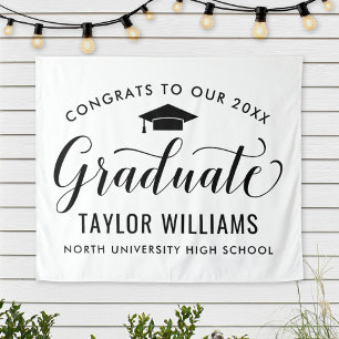 Congrats Graduate Classic White Backdrop Tapestry