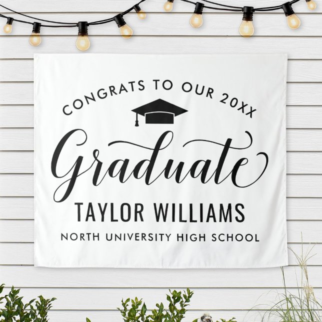 Congrats Graduate Classic White Backdrop Tapestry (Creator Uploaded)