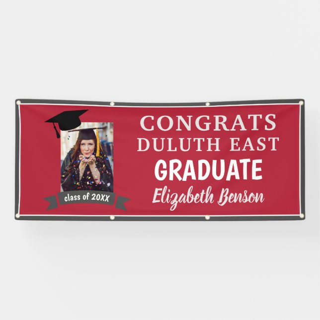 Congrats Graduate Custom Banner Red (Horizontal)