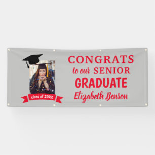Congrats Graduate Custom Banner Red Gray