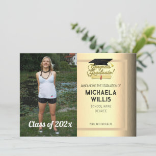 Congrats Graduate Custom photo gold Graduation Announcement