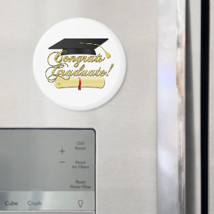 Congrats Graduate Diploma and Graduation hat Magnet
