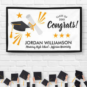 Congrats Graduate Diploma Cap Graduation Party Banner