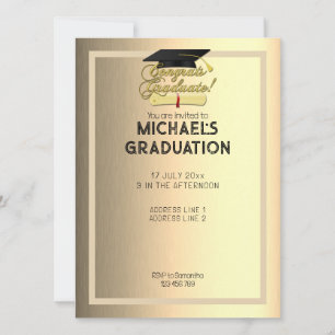 Congrats Graduate Diploma Graduation gold print Invitation