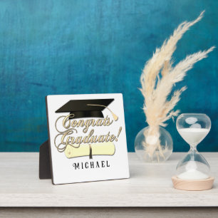 Congrats Graduate Diploma Graduation hat Your Name Plaque