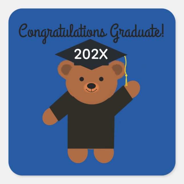 Congrats Graduate Graduation Bear #2 Stickers (Front)