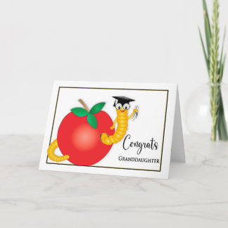 Congrats Graduate Granddaughter Bookworm Diploma Card