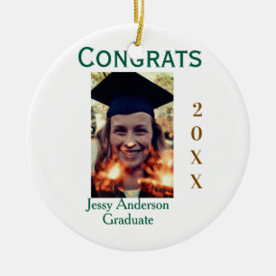 Congrats graduate green gold year 20XX namesimple Ceramic Ornament