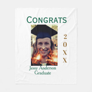 Congrats graduate green gold year 20XX namesimple Fleece Blanket