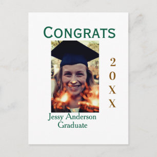 Congrats graduate green gold year 20XX namesimple Postcard