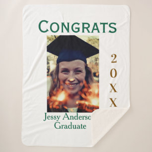 Congrats graduate green gold year 20XX namesimple Sherpa Blanket