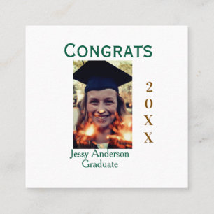 Congrats graduate green gold year 20XX namesimple Square Business Card