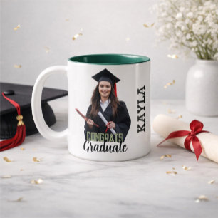 Congrats Graduate Modern Simple Custom Photo Two-Tone Coffee Mug