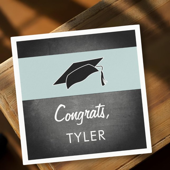 Congrats Graduate Name Chalkboard Graduation Party Napkin (Creator Uploaded)
