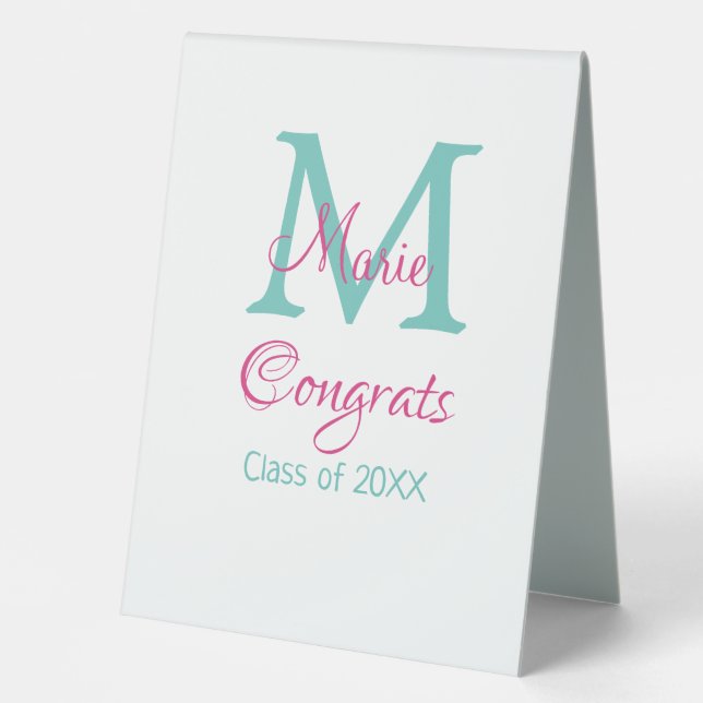 Congrats graduate name monogram green pink blue t (Front)