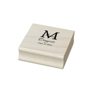 Congrats graduate name monogram green pink blue t rubber stamp