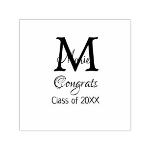 Congrats graduate name monogram green pink blue t self-inking stamp