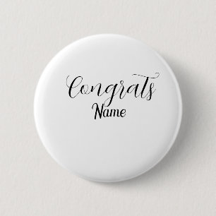 Congrats graduate name simple minimal year class 6 cm round badge