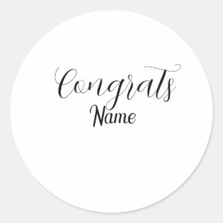 Congrats graduate name simple minimal year class  classic round sticker