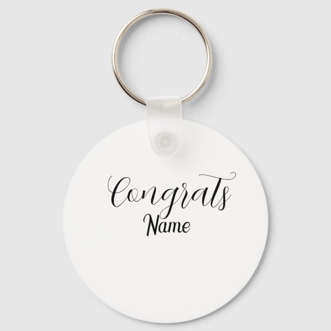 Congrats graduate name simple minimal year class  key ring (Front)