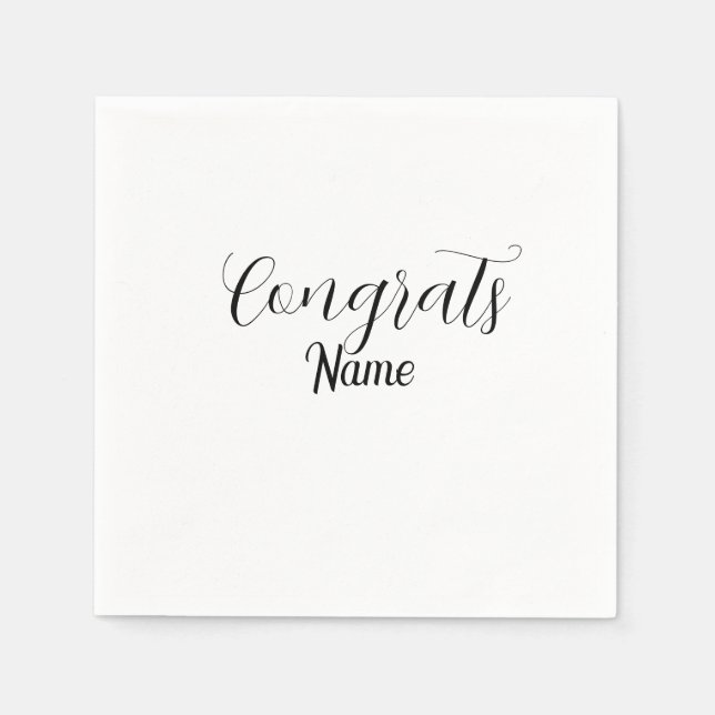 Congrats graduate name simple minimal year class  napkin (Front)