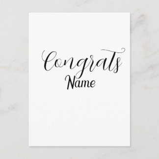 Congrats graduate name simple minimal year class  postcard
