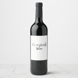 Congrats graduate name simple minimal year class wine label